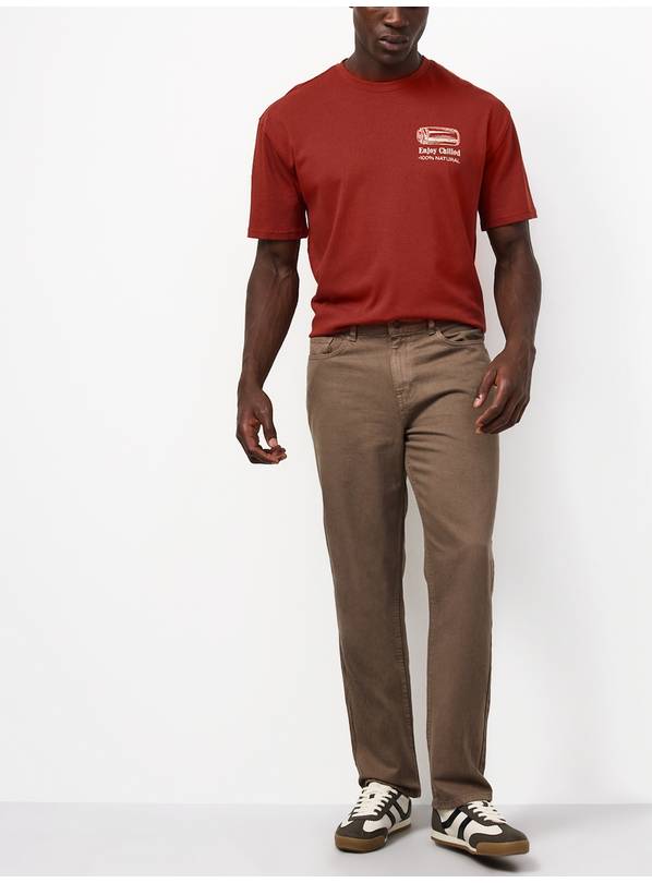 Brown Straight Leg Jeans 40S